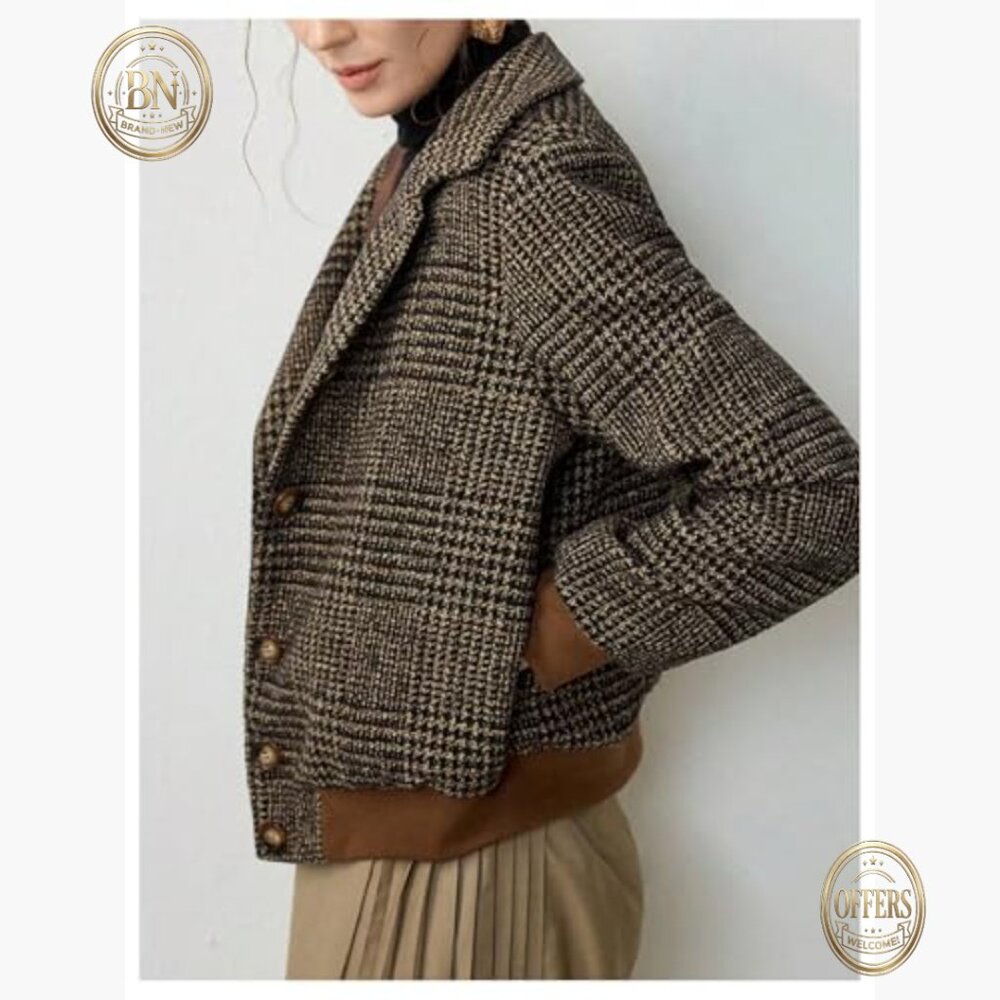 Polyester Blazer Plaid Button Down Casual Outerwe… - image 4